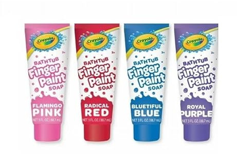 Crayola Bathtub Fingerpaint 4 Color Variety Pack, 3 Ounce Tubes (Radical Red, Flamingo Pink, Bluetiful Blue and Royal Purple)