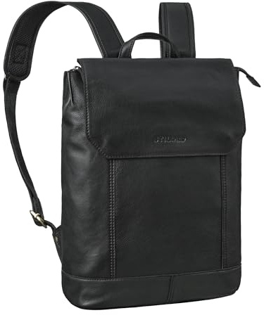 STILORD 'Sage' Mochila Piel Hombre y Mujer Macuto Portatil 13,3 Pulgadas Cuero Auténtico Vintage Mochila Antirrobo para Trabajo Escuela Universidad, Color:negro