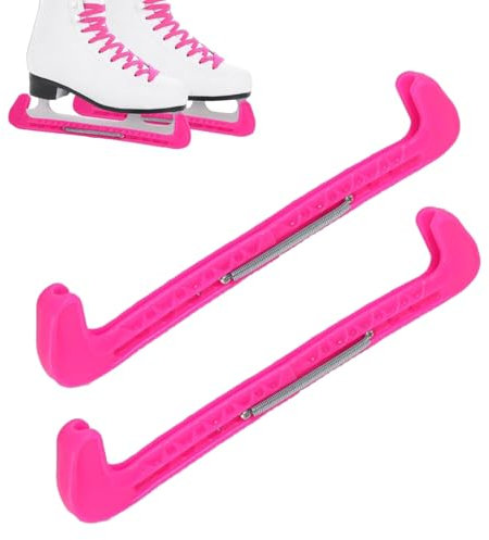 1 Paar Kufenschoner für Eishockeyschlittschuhe, Schlittschuhschutz, mit Spring Schlittschuh Kufenschutz Eiskunstlauf Zubehör für die Meisten Schlittschuhgrößen 31 x 6 x 2.5 cm(Rosa)