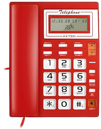 Teléfono con botón grande, teléfono fijo de cristal para personas mayores, comercio, pantalla de llamadas, teléfono con cable de llamadas para el hogar, oficina, hotel