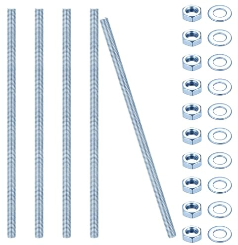 5 Pcs Tige Filetée M12, Tiges Filetées Entièrement, M12 Boulons Filetés, Goupilles Filetées Zinc Bleu, Tige Filetée avec Filetage Métrique Complet avec écrous et rondelles (M12 x 300 mm)