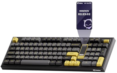 Akko 5098B Wireless Gaming Keyboard with Screen, Black & Gold Hot-Swappable Mechanical Keyboard with Scroll Wheel Numberpad, RGB Gasket, Piano Pre Lubed Switch