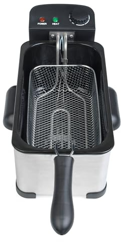 Progress 3L Deep Fat Fryer - Non-Stick Removable Basket and Lid, Easy Clean, 150-190°C, Viewing Window, Adjustable Temperature Control, Power/Ready Indicator Light, Cool-Touch Handle, Anti-Slip, 2000W