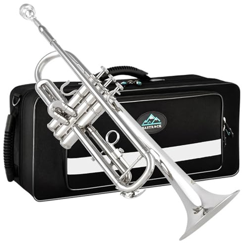 EASTROCK Trompete Bb Messing Standard Trompete mit Hartschale, Handschuhen, Stoff,7C Mundstück, Musikinstrumenten für Anfänger oder erfahrene, Erwachsene