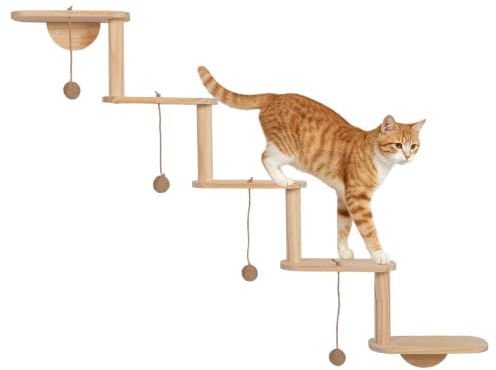 Kattsteg för att fästa på väggen, klätterställning av trä, leksaker | Klättertrappor och katttrappa lämplig för dörrar, sovrum, vardagsrum, hus, utomhus