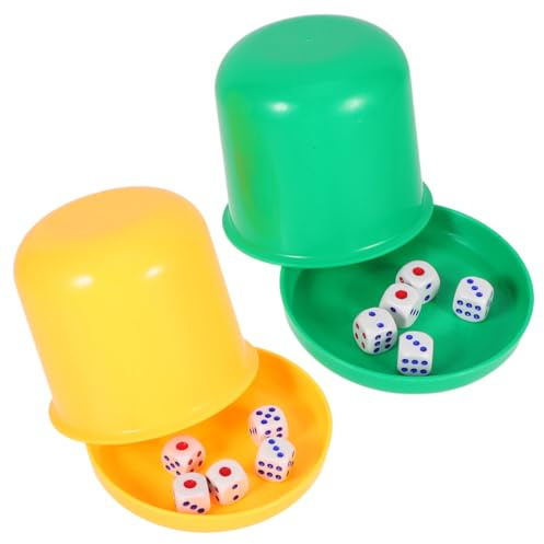 NUOBESTY Dice Cup Set 2 Cup and Dice Set with 10 Standard 6-Sided Plastic Shaking for Craps Backgammon Bar Games Home Pub Party