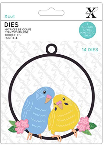 Xcut Dies, Budgie Bunch, 14 Pieces, Carbon Steel, Art & Craft, Cutting Tool Supplies, Beautiful Decoration, Card Making, Gift Tag Wrapping, Scrapbooking, Invitation Making, Crafters Companion