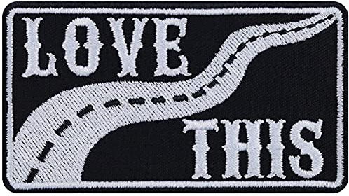 Parches ropa termoadhesivos: Patch Route 66 para coser o planchar LOVE THIS Parche de motociclista vintage y nostálgico. Aplicación para coser, 90x50mm