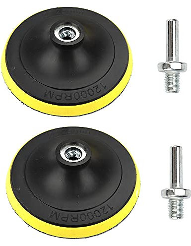 SI FANG 2 Pack 5 Inch Hook and Loop Backing Pads with M14 Thread Drill Adapter, Sanding Disc Car Polishing Pad Backing Plate for Angle Grinder Buffer Polisher Attachment (12000RPM)