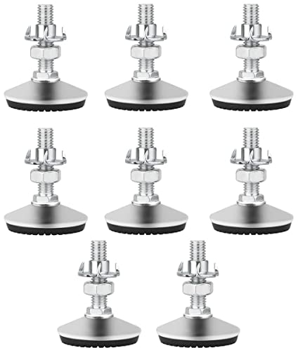 Drenky Möbelfüße Verstellbar, Nivellierfüße Höhenverstellbar 8 Stück Stellfüße Edelstahl M8 x 30mm mit Einschlagmuttern und Geräuscharme rutschfeste Kunststoffbasis