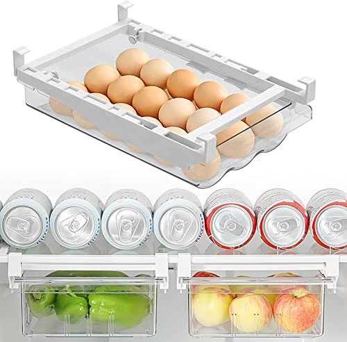 Bocguy Schubladen Eierhalter, Eierhalter Kühlschrank mit Gleitschiene und Griff, Kühlschrank Eierschublade Eierhalter Aufbewahrung, Eier Kunststoff Schubladen, Egg Box Ordnungssystem
