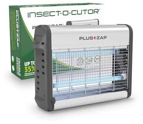 Insect-o-Cutor PlusZap Elektrischer Fliegenvernichter - Mückenbekämpfung - Leistungsstarkes Tötungsgitter - Vorinstallierte UV-Lampen - Fliegende Insekten - 16W Aluminium - Generation 3