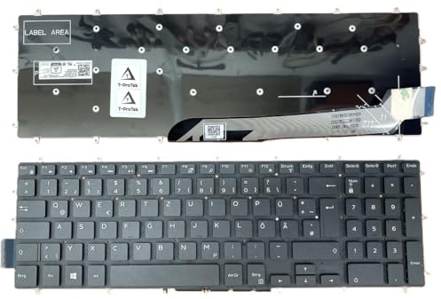 T-ProTek Tastatur - Farbe: Schwarz - ohne Rahmen - ohne Beleuchtung Deutsches Tastaturlayout kompatibel für Dell Inspiron 15-7577