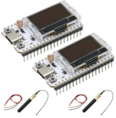 APKLVSR LoRa ESP32 Entwicklungsplatine,LoRa V3 Board mit OLED Display und Antenne USB C Dual-Core IOT Board 240MHz Bluetooth WiFi Modul 863 928MHz für Arduino(2 Stück)