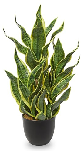 Arborus Grande pianta artificiale di serpente 83,8 cm di altezza in vaso nero pianta artificiale serpente pianta artificiale in vaso dorato piante da appartamento per interni per casa, soggiorno