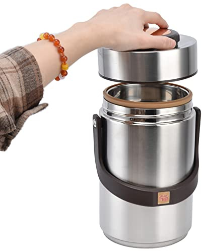 KIMISS Barattolo per il Pranzo Sottovuoto in Acciaio Inossidabile Contenitori per il Pranzo Isolati Sotto Vuoto in Acciaio Inossidabile da 2300 ml: Barattolo per Alimenti Portatile,
