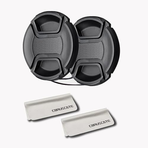 2 copriobiettivo da 46 mm rimuovere + 2 panni per la pulizia dell'obiettivo, compatibili con tutte le marche da 46 mm con obiettivi per fotocamera.