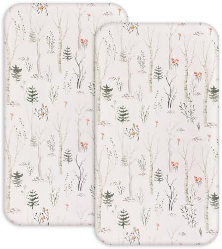 Changing Pad Cover Ultra Soft Breathable Changing Table Sheets 2 Packs, Muslin Baby Diaper Change Table Pad Covers for Girls & Boys 6.3 x 5.5 Inch (Zebra and Tree)