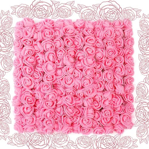 Molyorch 144 Stück Rosa Künstliche Rosen Blumenköpfe, Rosenköpfe Schaumrosen, Mini Foamrosen Kunstrosen für Handwerk für Hochzeit Blumensträuße Brautstrauß DIY Bär Puppe Blumen Deko