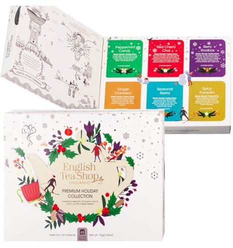 English Tea Shop | Collezione Tè e Tisane BIO Sapori Festivi | Scatola Regalo Infusi Aromatizzati - 48 Filtri | Selezione Tè Tisane Speziati