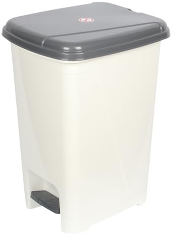 Jolie Max Slim Pedal Bin. Foot Pedal Dustbin, Silver with Black Lid, Space-Saving Design for Efficient Waste Disposal (40L)
