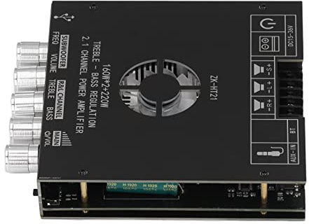 Haofy ZK HT21 Effektförstärkare, 2.1-kanals, 160W, och AUX-anslutning, Kompakt Design