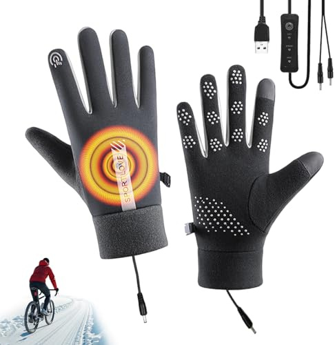 Uppvärmda handskar för män | Halkfria vattentäta 3 temperaturlägen | USB-uppvärmningshandskar handvärmare för män | för kvinnor ungdomar idrottare skidåkning vandring arbete snowboard sport