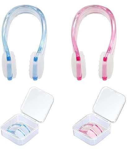 shweehon 2 PCS Nose Clips Swimming, Swimming Nose Clip Kids Adult, Silicone Plastic Waterproof Clear Colorful Nose Clip, for Children Adults Snorkeling Surfing Diving Underwater