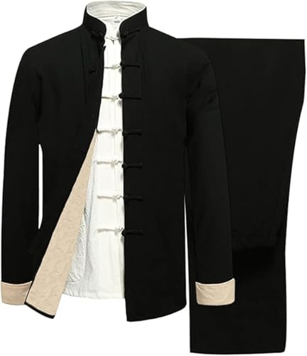Ropa De Kung Fu De Manga Larga De Lino Y Algodón Tradicional Chino para Hombre, Uniforme De Tai Chi, Ropa De Wing Chun para Hombre, Traje Tang, Camisa, Abrigo, Traje De Artes Marciales F,180