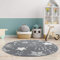 carpet city Kinderteppich - Sterne Sternen-Himmel 120 cm Rund Grau - Kinderzimmer Teppich Modern