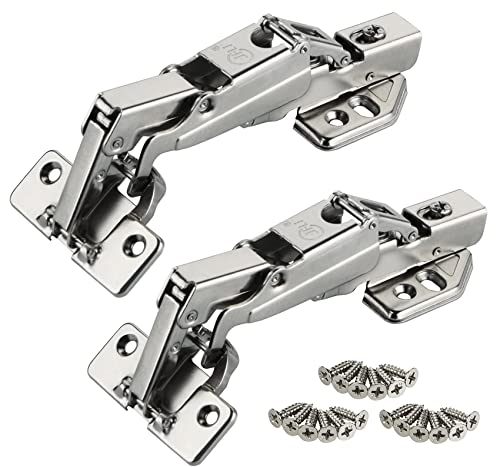Scharniere für Schranktüren,Anstore Weitwinkelscharnier 2 Aufschraubscharnier mit Feder Öffnungswinkel 165° Schrankscharnier +18 Schrauben,Große Winkeltür-Scharniere für Küchenschrank Kleiderschrank