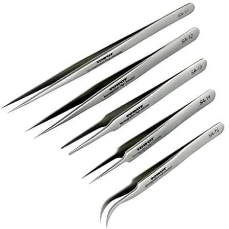 Präzisionspinzette, Adlerschnabelpinzette aus Edelstahl für Handwerk, Elektronik, Löten, Experimentelle Arbeiten, Schmuckherstellung, nichtmagnetische gebogene Pinzette, von TOWOT