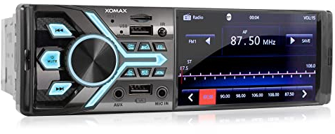 XOMAX XM-V424 Autoradio mit 4.1 / 10 cm Bildschirm I Bluetooth Freisprecheinrichtung I RDS I MP3 I MP5 I ID3 I 2xUSB, SD, AUX-IN, MIC-IN I Anschlüsse für Rückfahrkamera I USB-Ladefunktion I 1 DIN