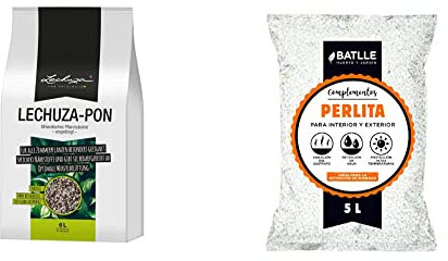 Lechuza – Pon – Terreau Mineral Neutre – Contient de l'engrais – 6 litres & Semillas Batlle 960095PIC – Substrat Perlite 5 L, 32 x 24 x 31 cm, Blanc