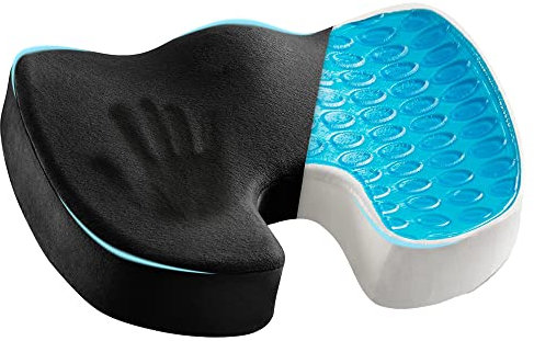 Cooling Gel Seat Cushion for Long Sitting - Memory Foam Chair Pillow for Sciatica Pain Relief - Orthopedic Gel & Memory Foam Coccyx Pad for Tailbone Pain - Office Chair Cushion for Back Pain