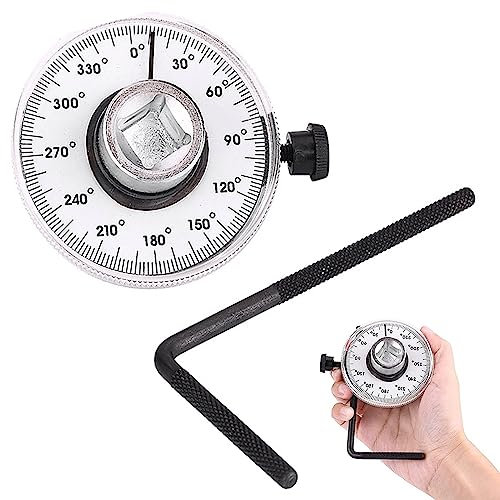 Cisixin Medidor de Angulo de Torsión de 1/2, Juego de Llaves de Medidor de Torque, Llave Angular Herramienta, Llave Dinamométrica de Angulo Ajustable de 360 Grados para Reparación de Automóviles