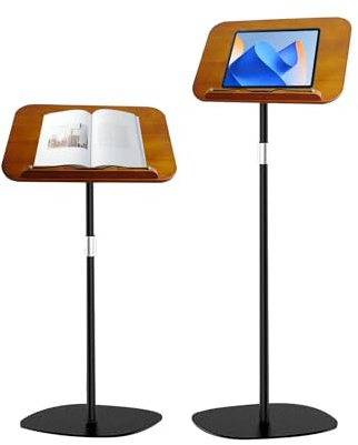 Adjustable Book Stand & Music Stand,180-rotation Adjustable Woodenportable Music Stand, Bed Typing Hands-Free Page Holder and Organizer Portable Desk for Books