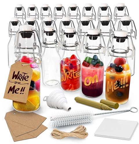 Nevlers Mini Swing Top Glass Bottles with Airtight Lid 4 Oz 20 Pack
