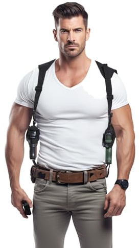OUXWOM Adjustable Nylon Dual Shoulder Holster – Concealed Carry Rig for Compact to Full-Size Handguns, Ambidextrous Fit, Compatible with 1911 & Glock Models (Two Holsters)