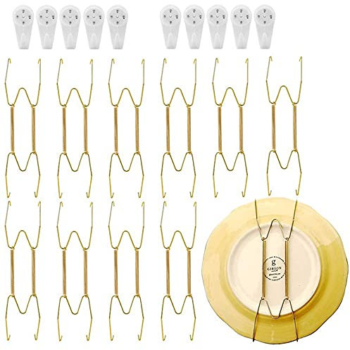 Jemcgrl Cintres en Acier Inoxydable pour Assiettes DéCoratives Murales Compatibles Crochets Porte-Plateau avec 10 Crochets Muraux PièCes SéRies