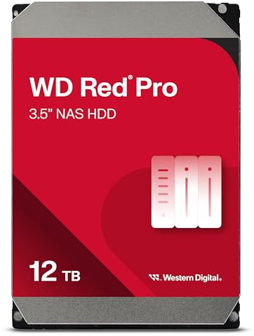 WD Red Pro 12TB NAS Hard Disk Interno 3,5 - 7200 RPM, SATA 6 Gb/s, CMR, Cache da 512MB