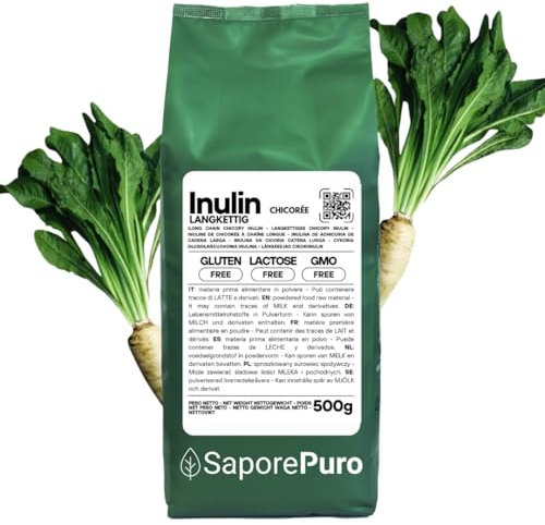 SaporePuro Inulina da cicoria 500 gr - CATENA LUNGA - Fibra alimentare da radici di cicoria