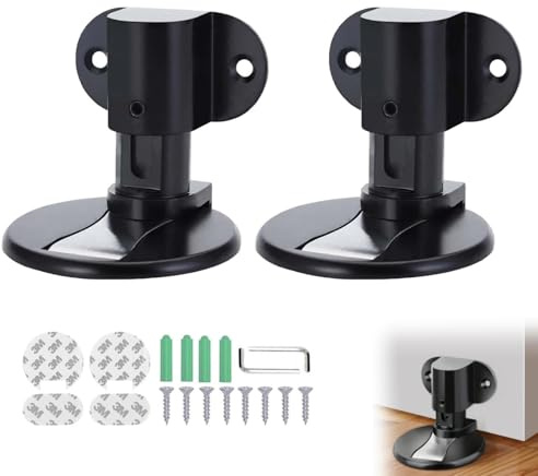 SHUOHONG 2 st dörrstopp för golv, metall magnetiska dörrstopp, magnetisk dörrstopp med lim och skruvar, dörrstopp, självhäftande golv, självhäftande magneter, dörrstopp för hem och kontor (svart)