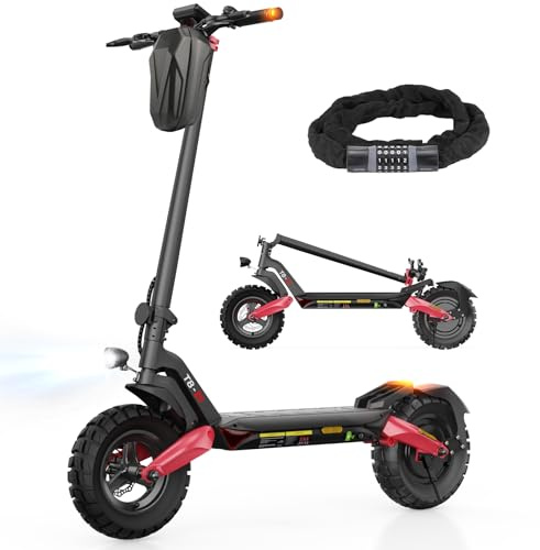 E Scooter mit Straßenzulassung, 80-100 KM Reichweite, 48V 15Ah, 10 Zoll Offroad Luftreifen, ABE Elektroroller mit Doppelter Stoßdämpfung, Faltbarer E Roller Offroad Belastung bis 150 KG, LED, App