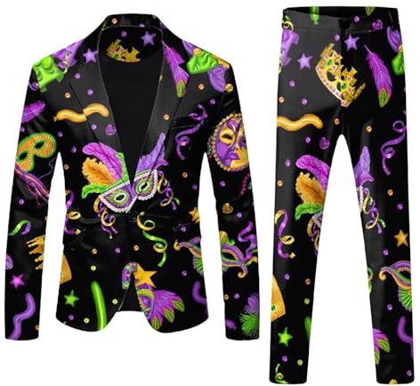 Herren-Karnevalsjacke und Hose, bedruckt, Freizeitkleidung, Denim-Anzug für Herren, grau, S