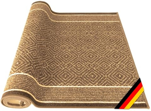 KARAT - Tapis de Passage avec Motif - Tapis au Design Moderne à Losanges - Tapis du Couloir Salon Chambre - Tapis antidérapant pour Cuisine - Entretien Facile (Olymp, Beige) 80x150 cm