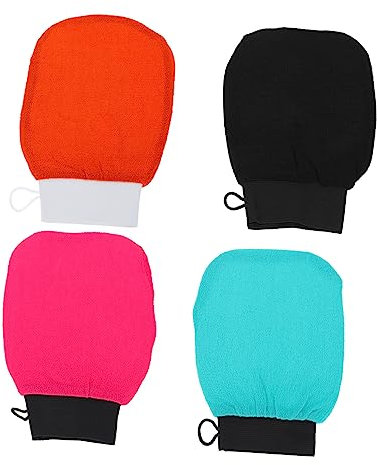 PACKOVE 4pezzi Guanti Esfolianti Da Bagno Manopole Per Pulizia Della Guanti Scrub Per Doccia Comfort e Profondità Di Pulizia Per Corpo e Schiena