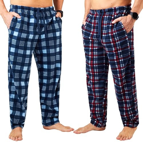 Få trendiga pyjamasbyxor för män och tonåringar, paket med 2 pyjamasbyxor, myskläder och nattkläder, rutiga designunderdelar, gåvor för män