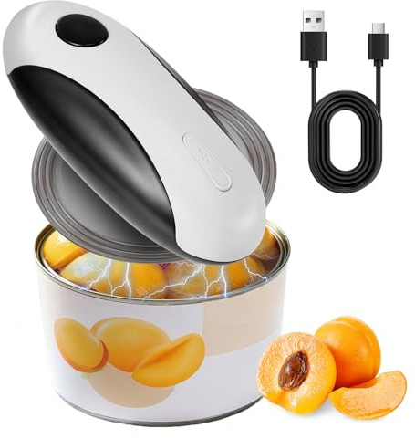 Electric Can Opener, Electric Tin Opener, Rechargeable Electric Can Opener with Smooth Edge, One Touch Automatic for Elderly & Arthritis Users, Kitchen Gadget for Most Standard Cans