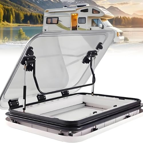LJCSSD Aérateur de Toit pour Caravane/Camping-Car, découpe 500/700/800 x 500 mm, puits de lumière LED avec Pare-Soleil et Protection Anti-UV, pour Caravane/remorque. 80x50cm